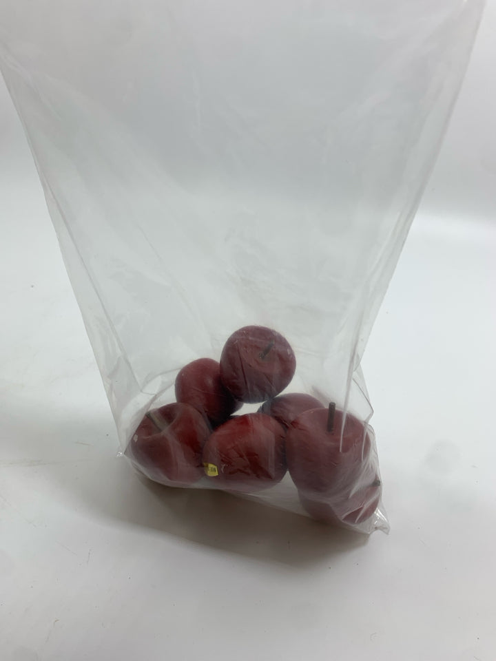BAG OF SMALL WOODEN APPLES.
