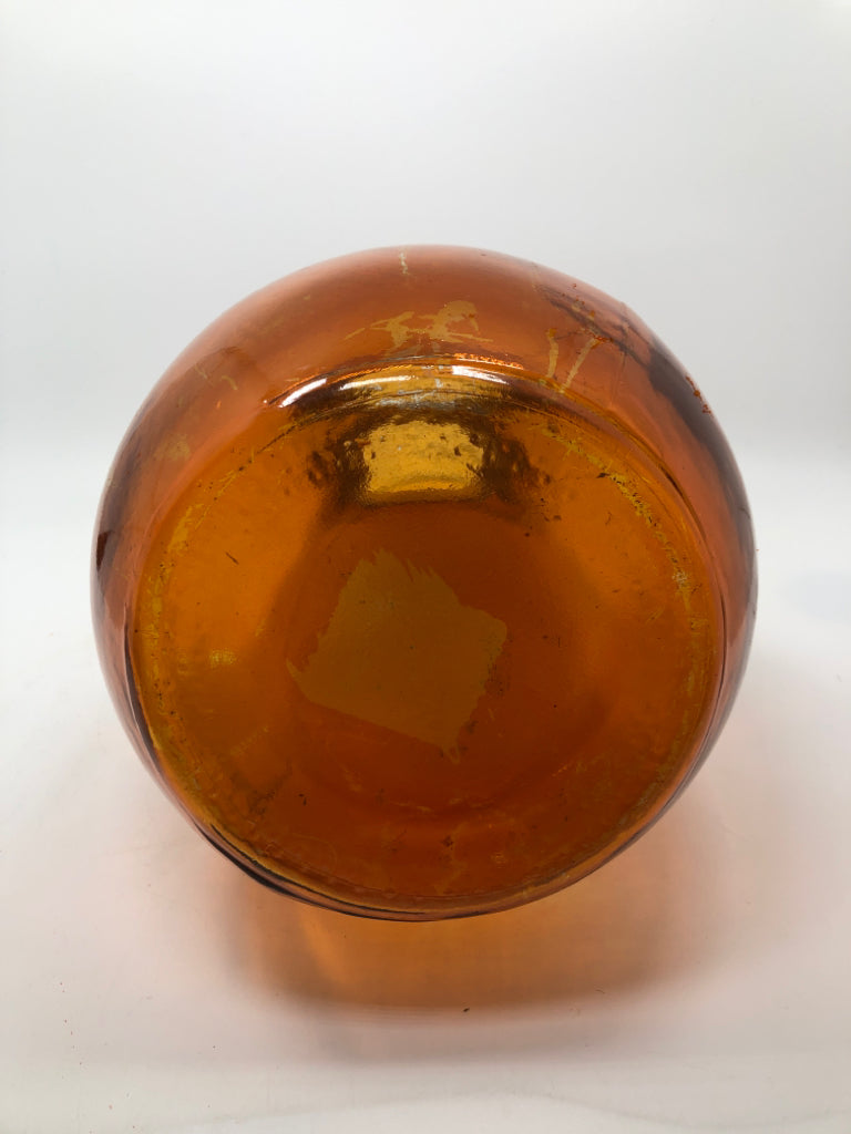 RECYCLED ORANGE GLASS VASE MADE IN SPAIN.