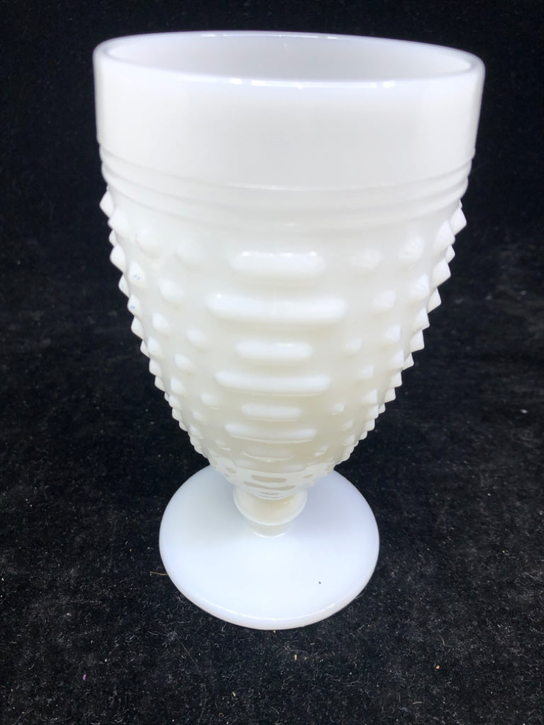 2 VTG WHITE FOOTED HOBNAIL GLASSES.