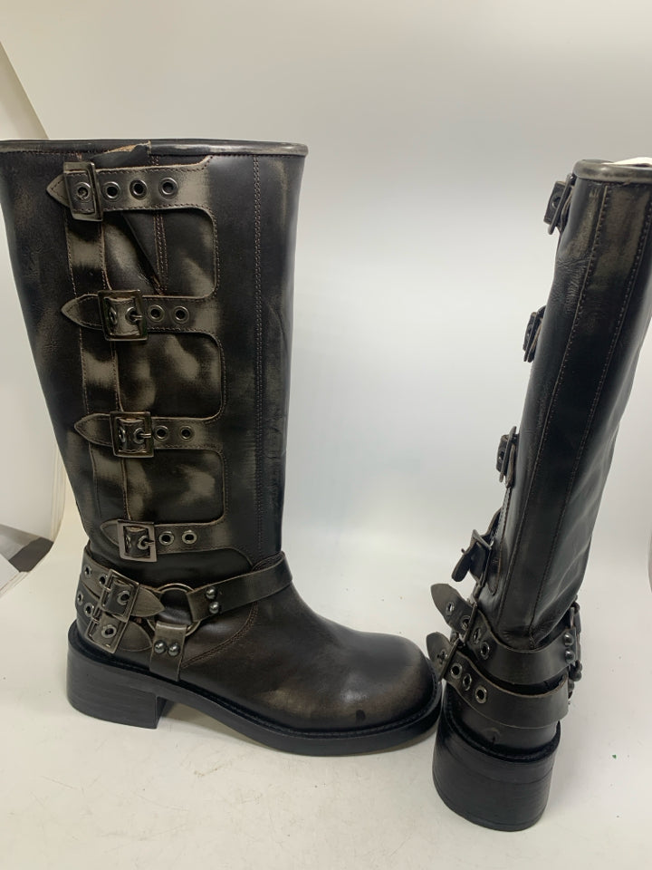 Steve Madden Rocky Distressed Multi Buckle Boots