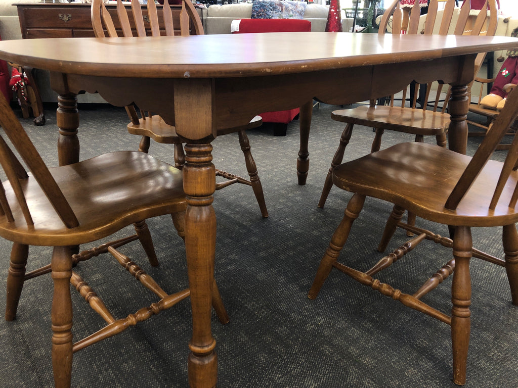 MODERN WOOD KITCHEN TABLE & 4 CHAIRS - WALTER OF WABASH/AMESBURY.