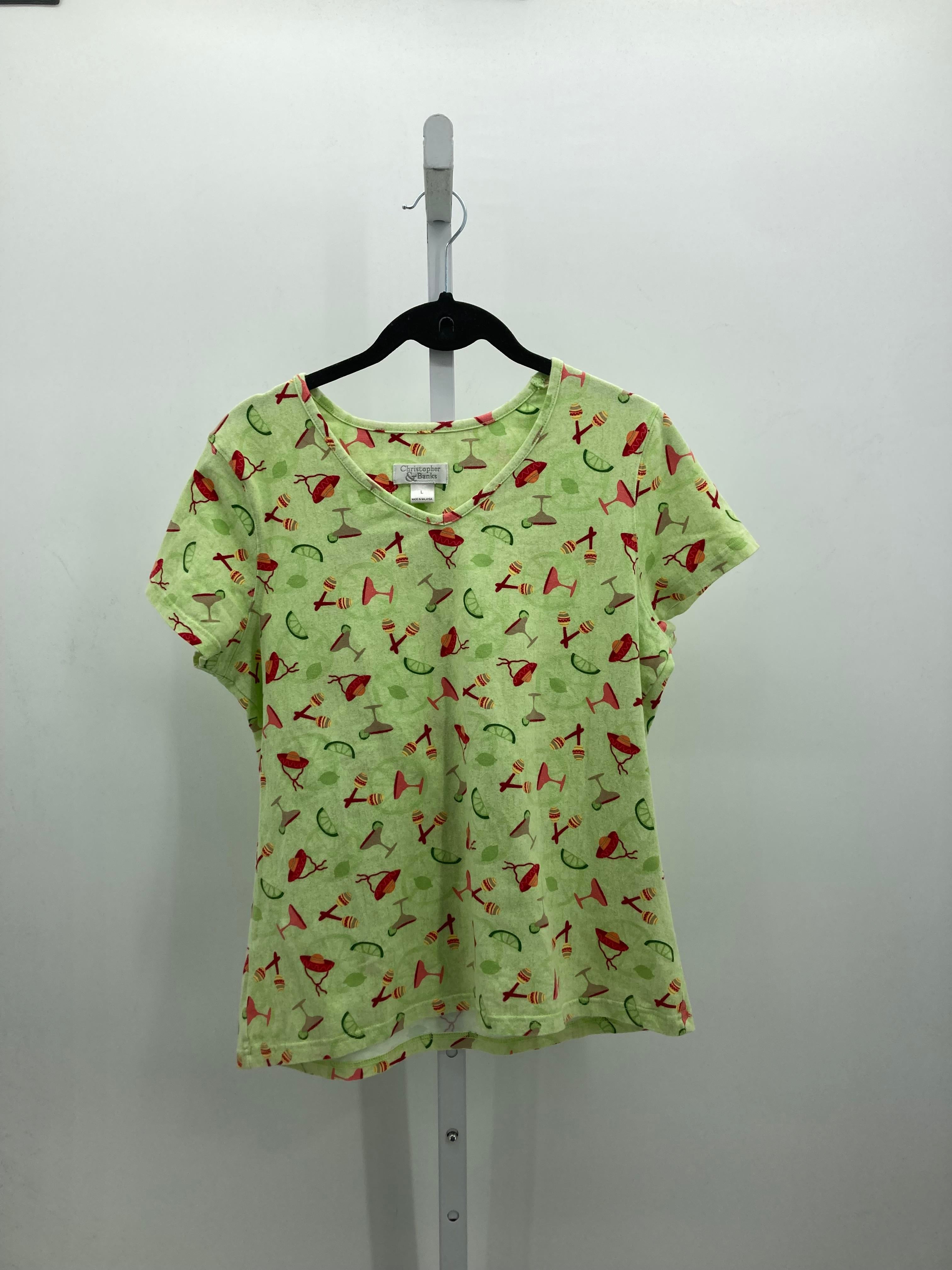 Christopher & Banks Size Large Misses Short Sleeve Shirt
