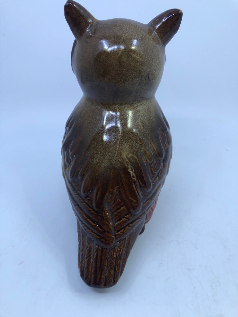 BROWN CERAMIC OWL.
