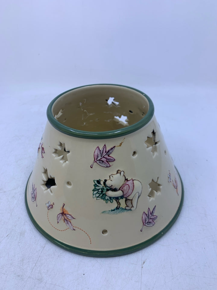 WINNIE THE POOH CANDLE SHADE W/ ALL CHARACTERS PIERCED MAPLE LEAVES.