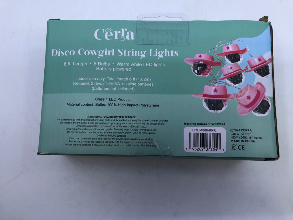 NIB PINK DISCO COWGIRL STRING LIGHTS