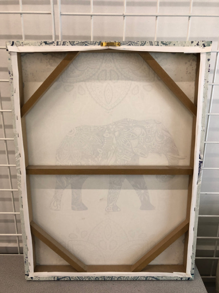 BLUE MANDALA ELEPHANT PRINT.