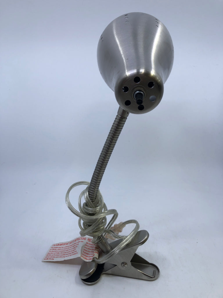 SILVER CLIP DESK LAMP.