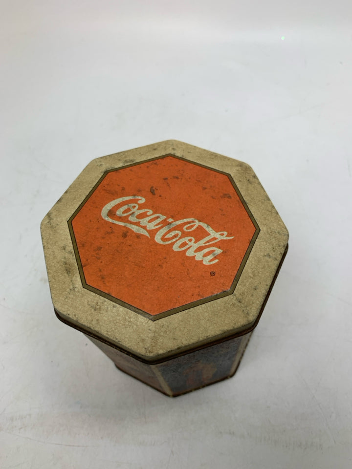 COCA COLA OCTAGON SHAPED METAL BOX.
