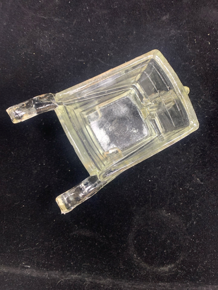 VTG GLASS WHEELBARROW CANDY DISH.