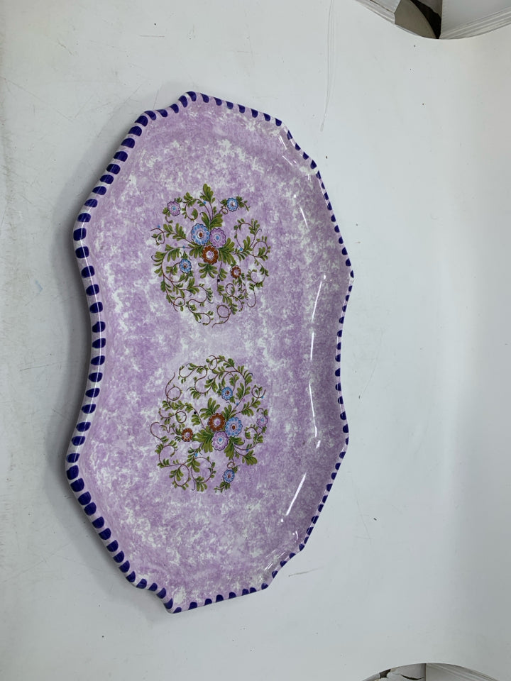 SPONGE DETAILED TRAY W/ FLOWERS TERRA COTTA.