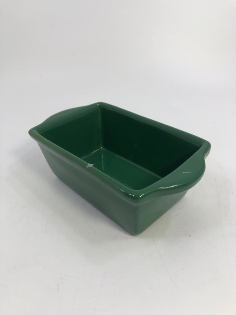 JADE GLAZED STONEWARE LOAF PAN.