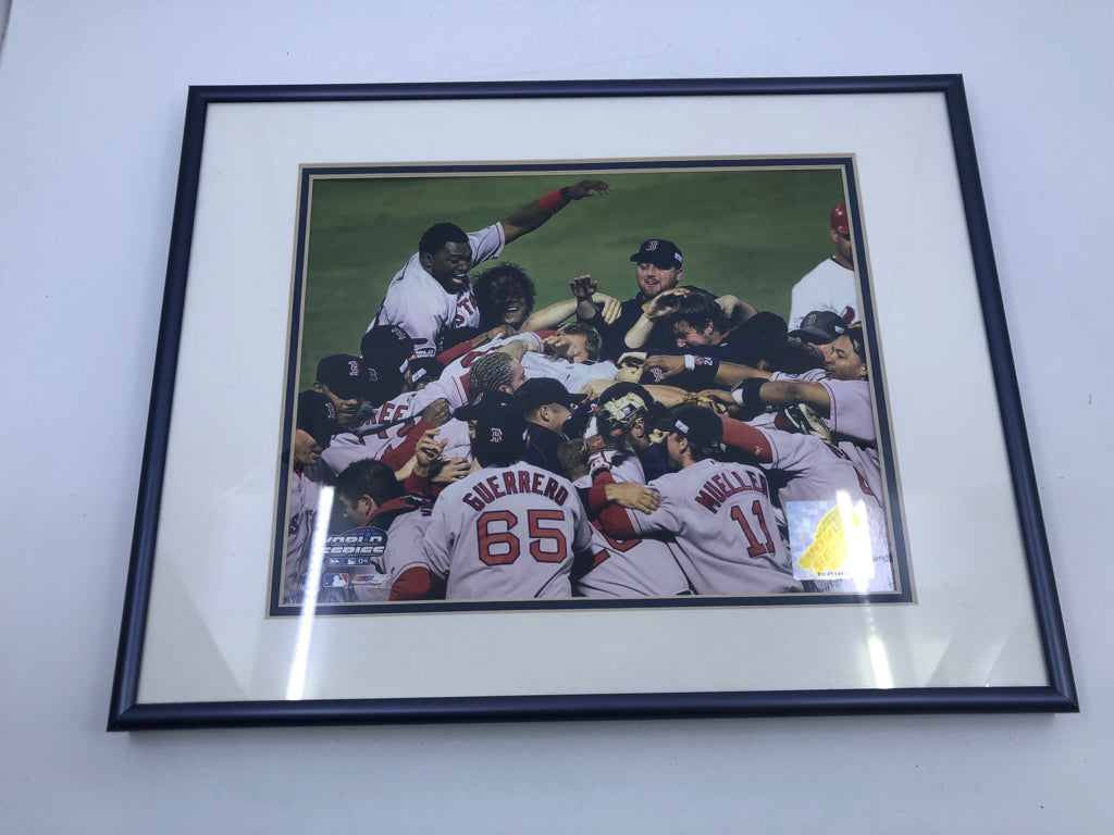 FRAMED RED SOX CELEBRATION PHOTO.