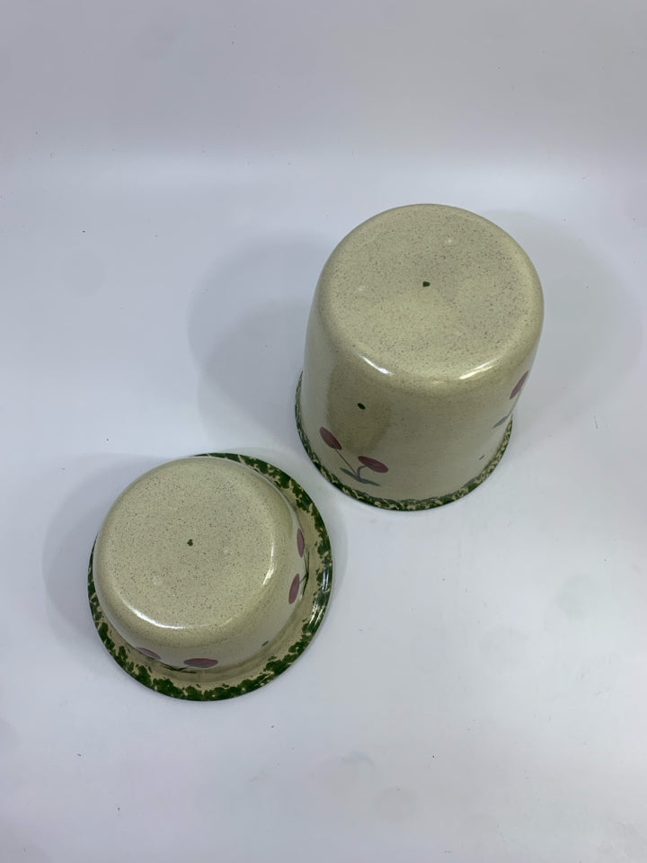 2PC CHERRIES PAINTED CERAMIC DIP CHILLER.