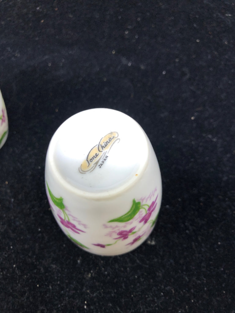 5 PURPLE FLOWERS JAPAN TEACUPS.