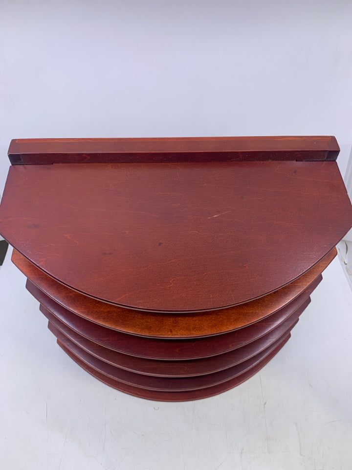 CHERRY WOOD 5 SLOT ROUNDED MAIL FILE.