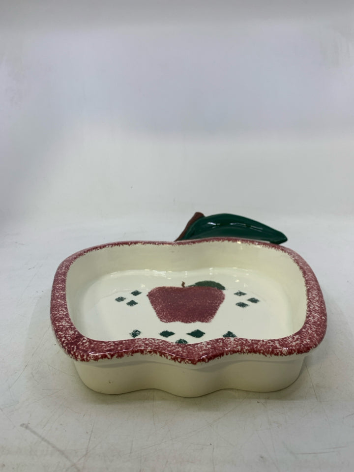 APPLE SHAPED PIE PLATE W/ RED SPONGE EDGE.