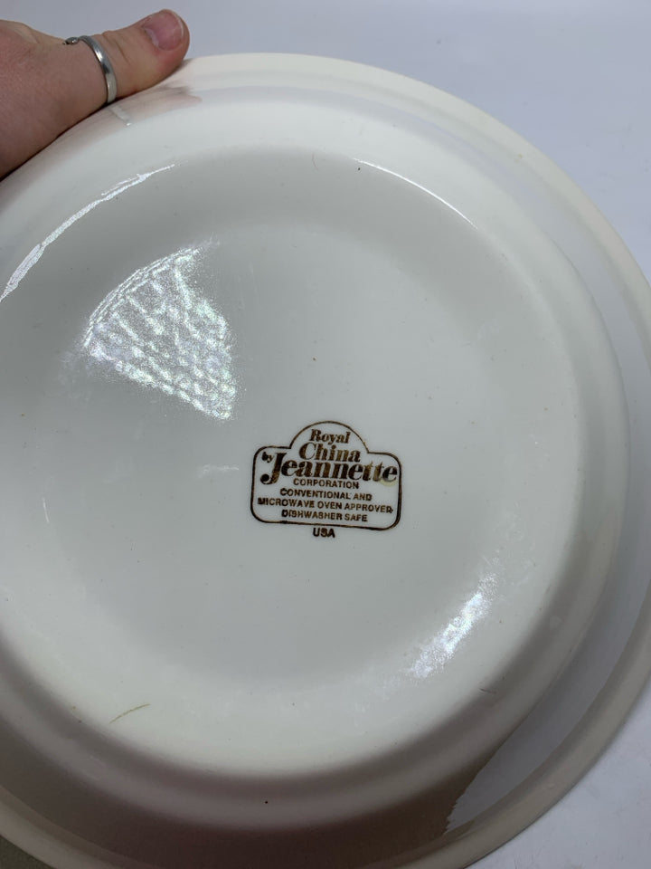 VTG LARGE PINK FLORAL SERVING BOWL BY JEANNETTE.