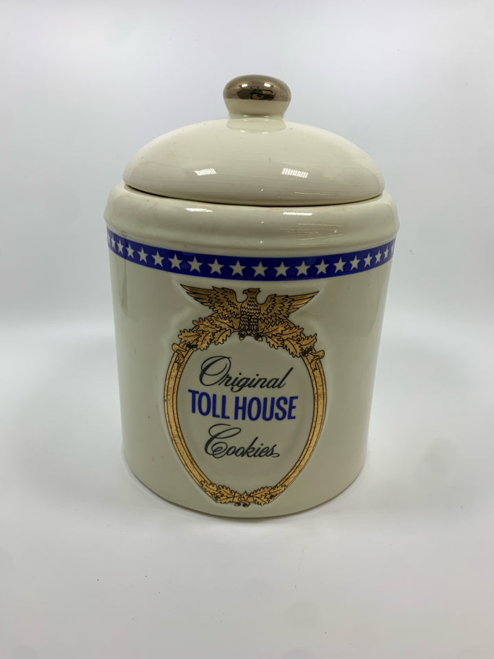 WHITE TOLL HOUSE COOKIE JAR.