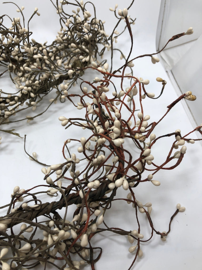 WHITE PIP GARLAND W/RED TWIG.