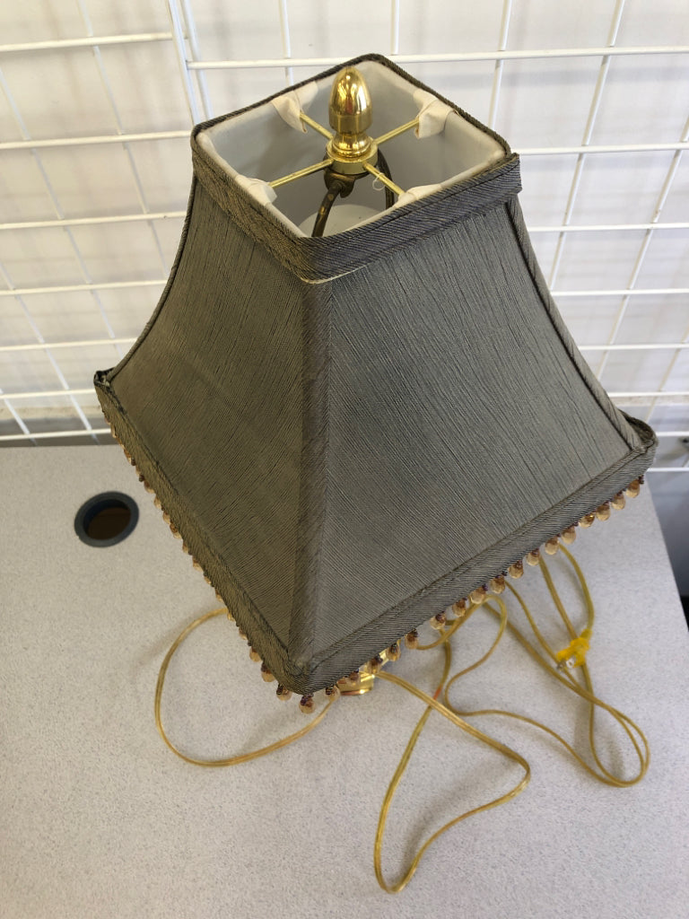 BEADED LAMP WITH GOLD BASE.