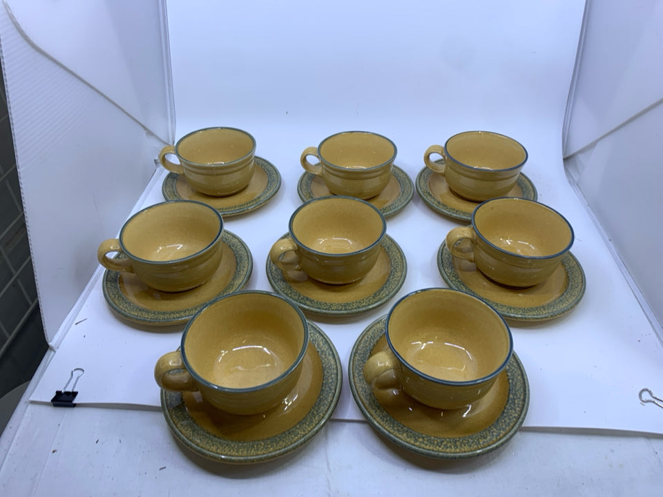 SVC 8 BLUE AND TAN CUP/SAUCER SET.