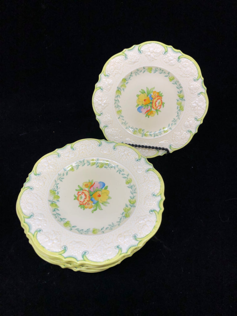 10PC VTG CREAM COLORED DESSERT PLATES.