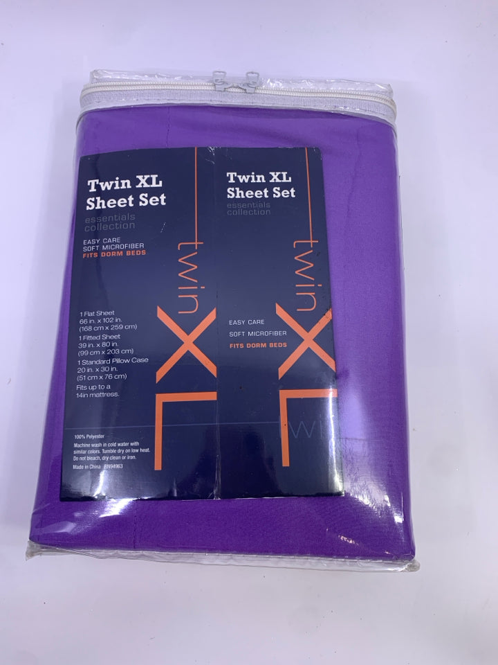 NIP PURPLE TWIN XL SHEET SET ESSENTIALS COLLECTION.