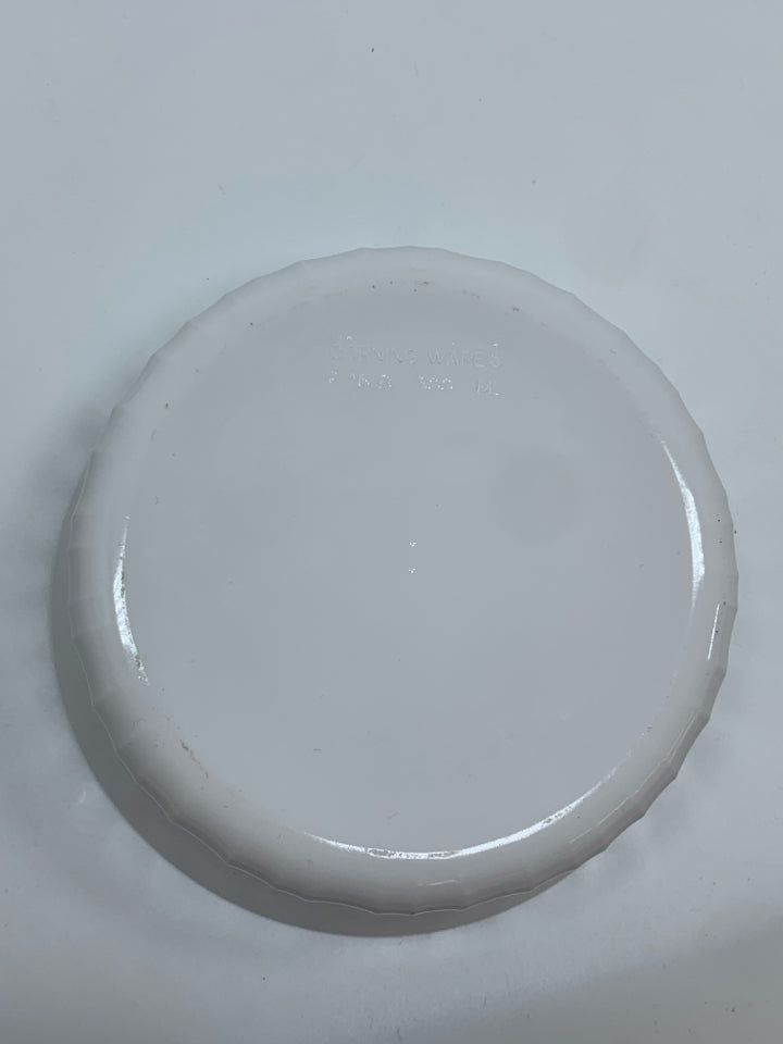 COVERED CORNING WARE DISH.