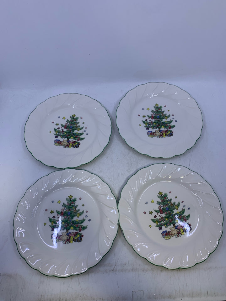 4 CHRISTMAS TREE SALAD PLATES- NIKKO.