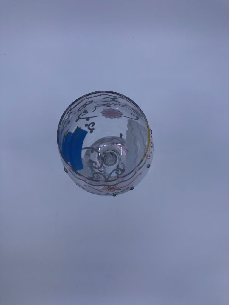 "BRIDE" DECORATED WINE GLASS.