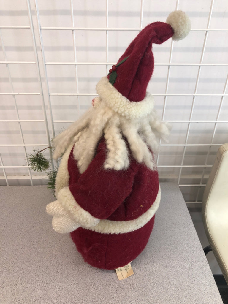 PLUSH SANTA W/PINE BRANCH DECOR.