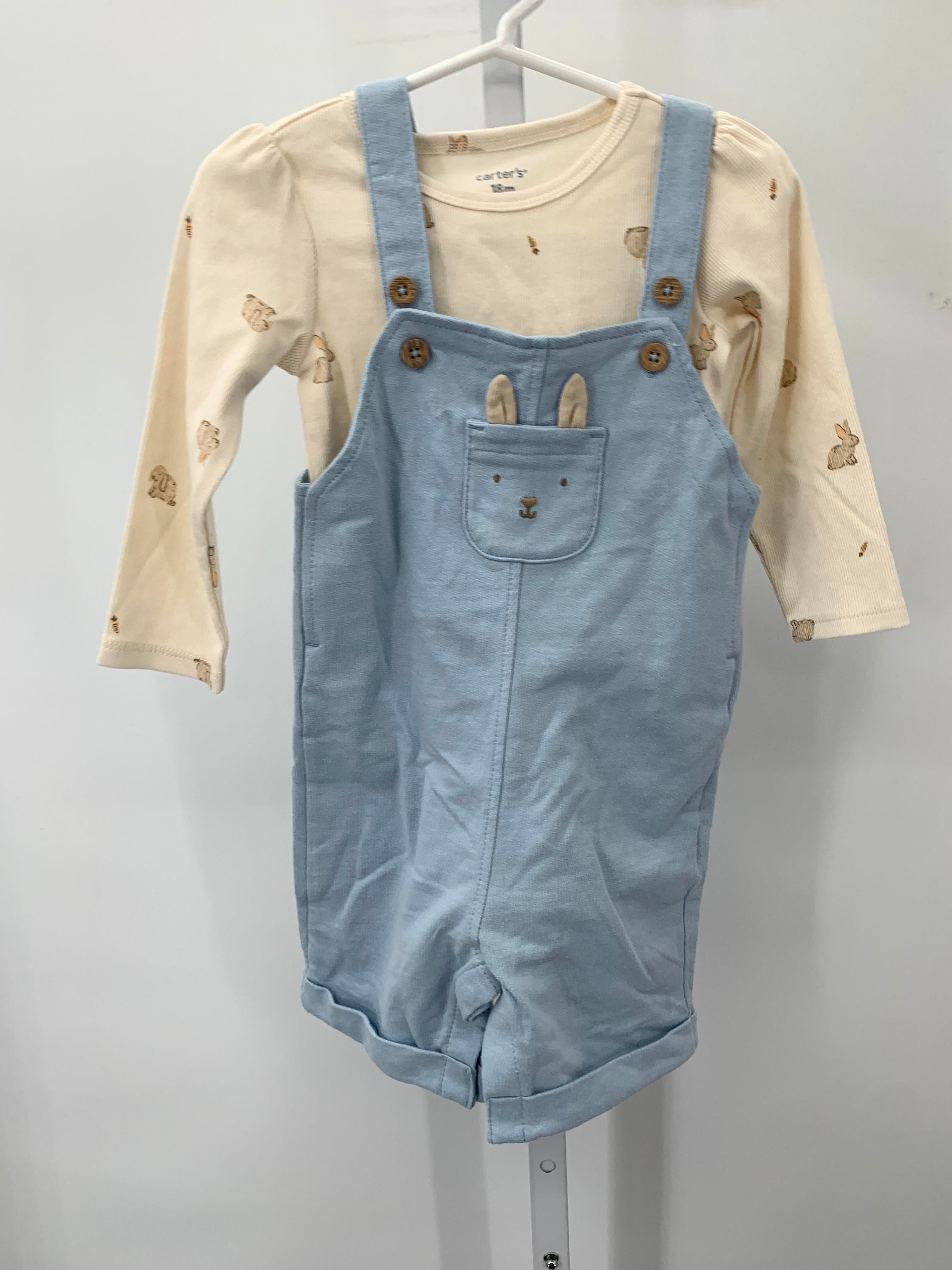KNIT SHORTALLS AND BUNNY SHIRT