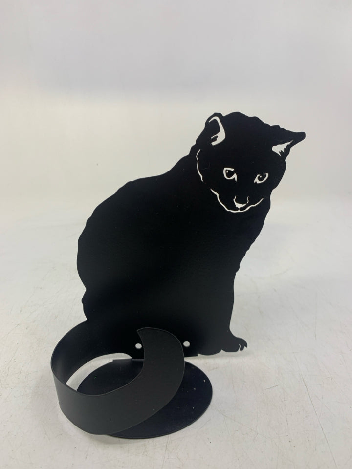 BLACK CAT METAL CANDLE HOLDER.