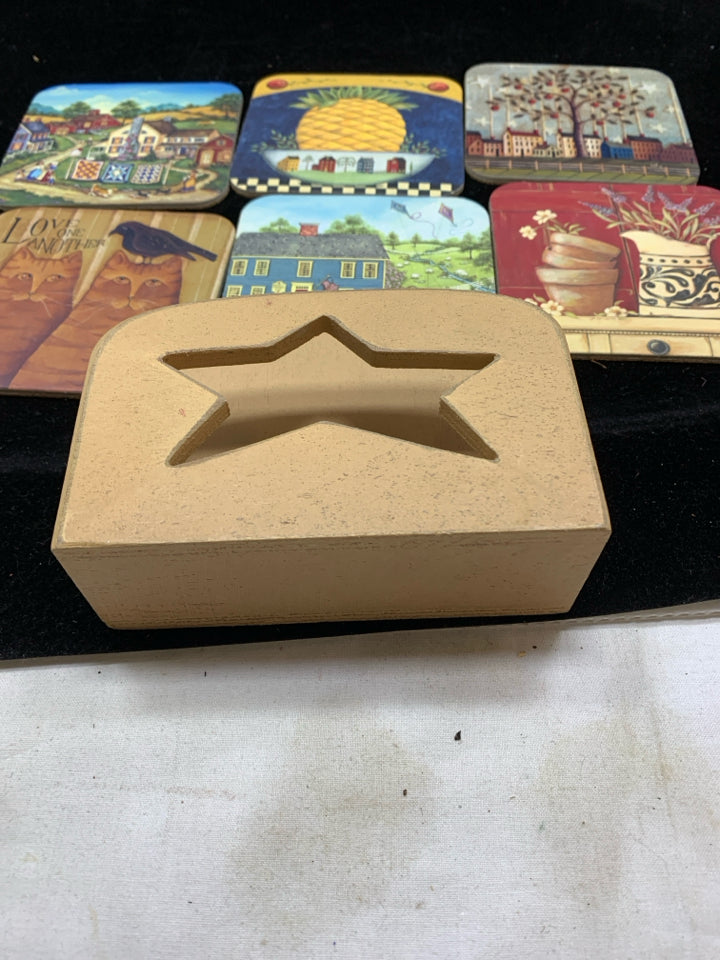 PRIMITIVE COASTER W/ CUTOUT STAR HOLDER.