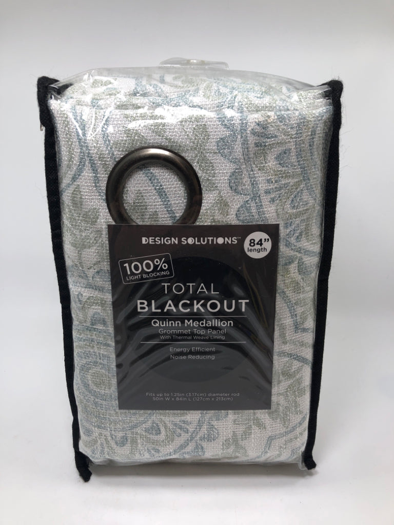 BLUE QUINN MEDALLION TOTAL BLACKOUT CURTAINS.