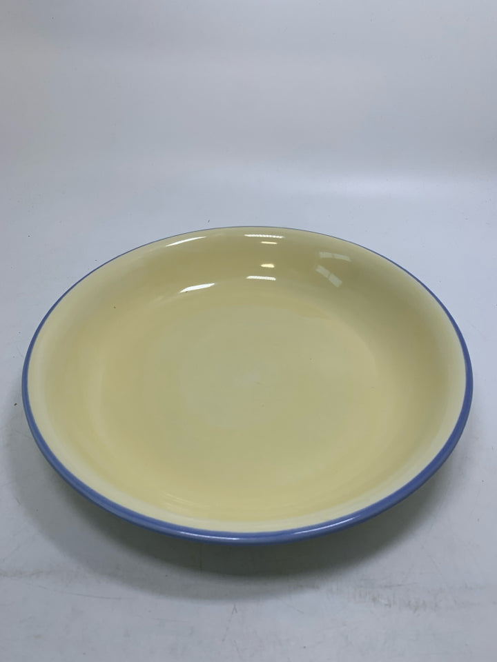 SHALLOW YELLOW INSIDE FLORAL SERVING BOWL.