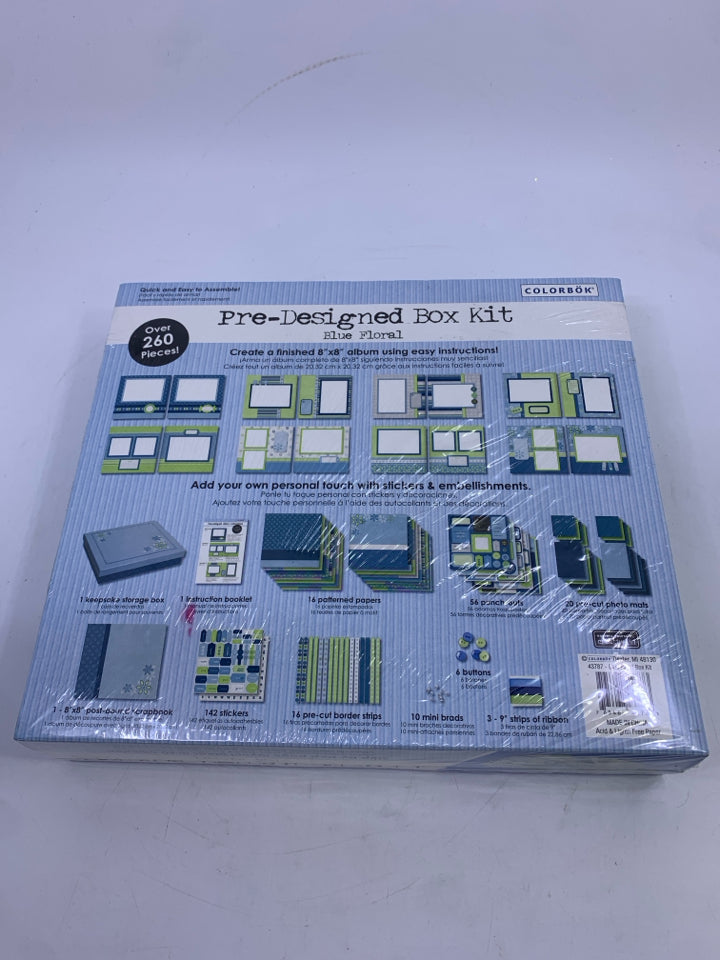 NIB PRE-DESIGNED BOX KIT-BLUE FLORAL.