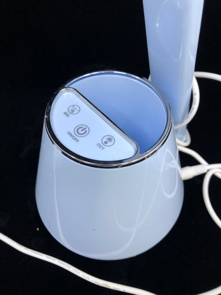 LIGHT BLUE ADJUSTABLE TOUCH DESK LAMP.