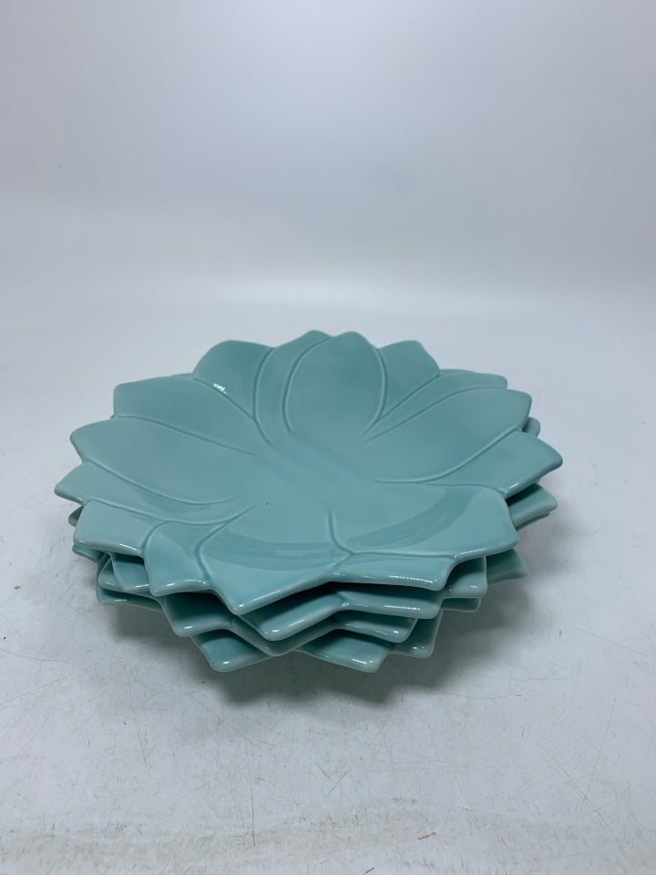 4 FLOWER SALAD PLATES.