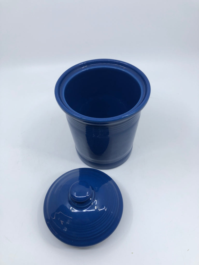 DARK BLUE FIESTA WARE CANISTER.