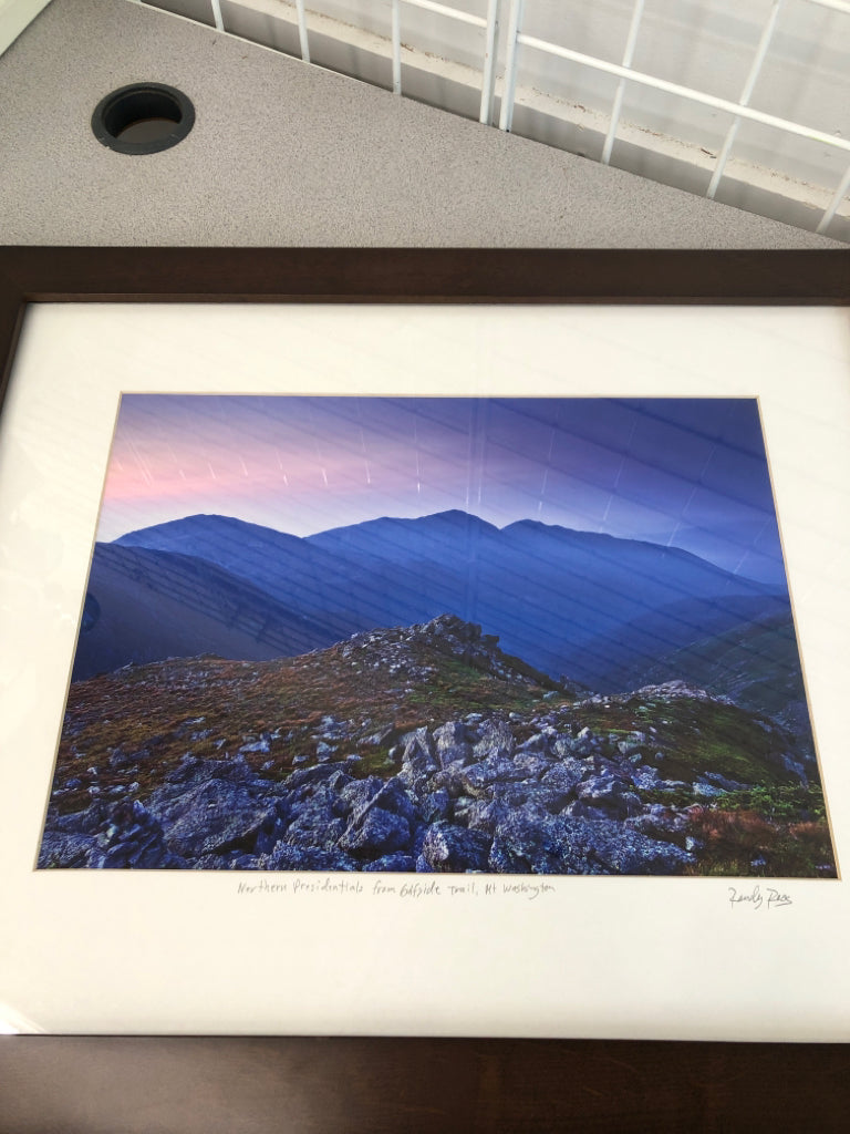 MT WASHINGTON PRINT IN BROWN FRAME.