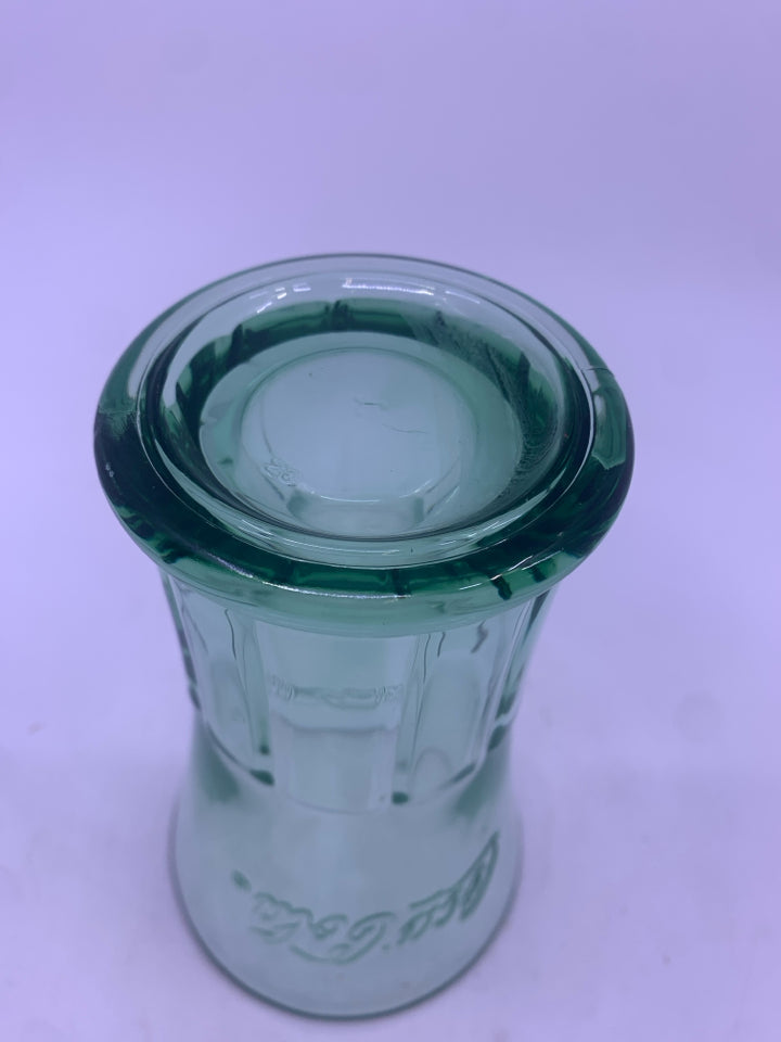 6 GREEN TINT COCA-COLA GLASSES W SLIGHT FLARE.