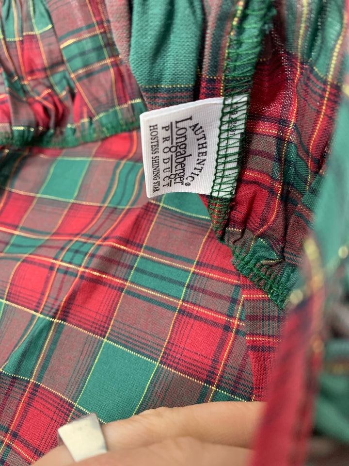 LONGABERGER HOSTESS SHINING STAR EVERGREEN PLAID LINER IN BAG.