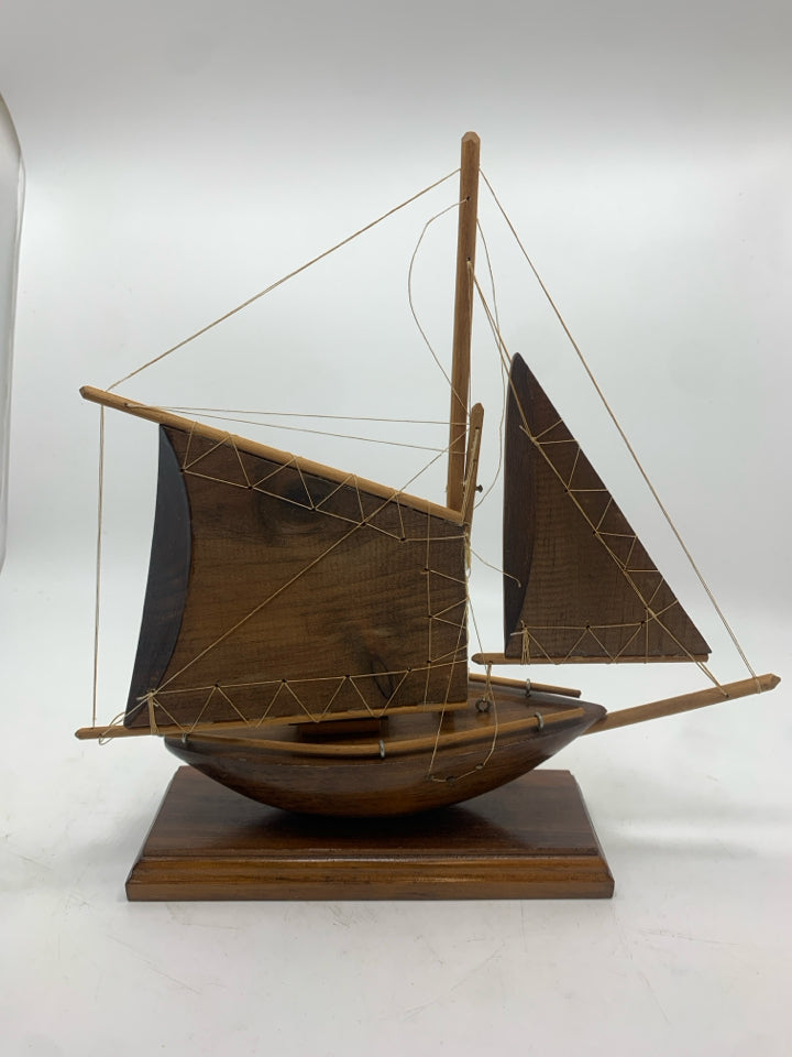 WOOD SAILBOAT W/WOOD SAILS.