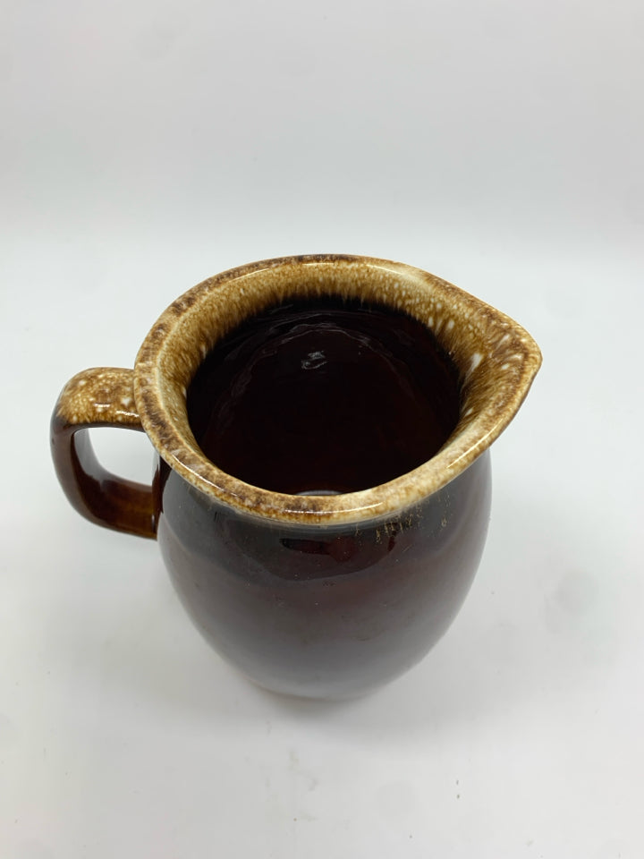 VTG BROWN DRIP GLAZE POTTERY PITCHER.