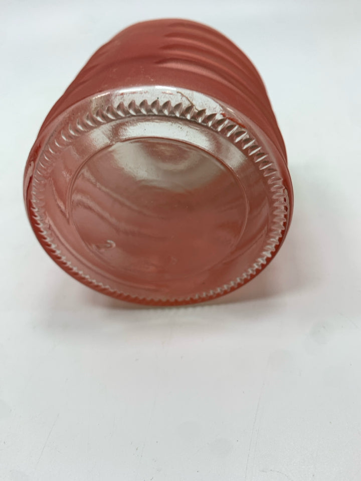 SMALL PINK VASE W/WOODEN "LOVE" TAG.