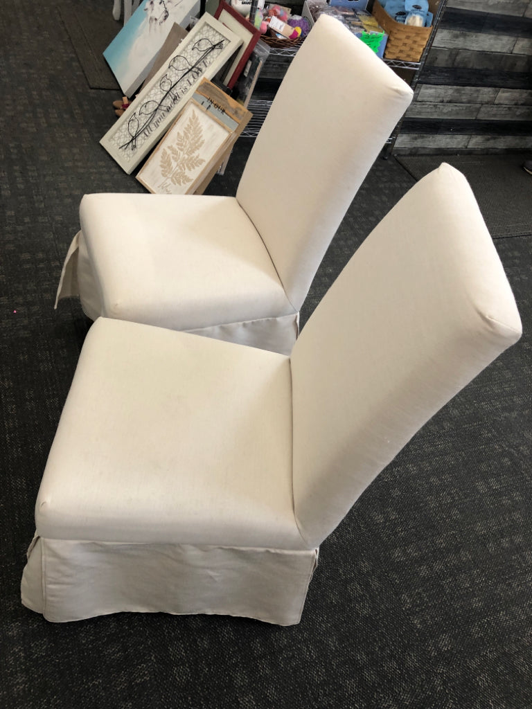 2 CREAM ACCENT CHAIRS W SKIRTS.