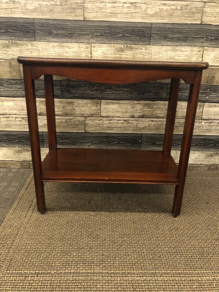 VTG BRANDT 2-TIER DRK BROWN END TABLE.