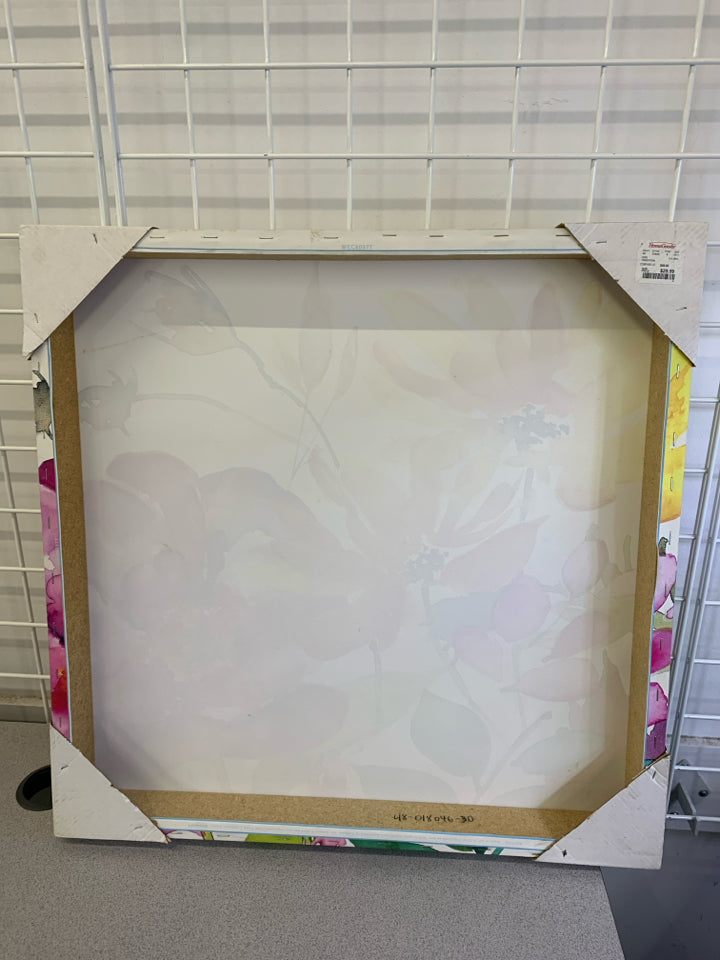 VIBRANT FLOWERS ON CANVAS WATER-COLOR STYLE.