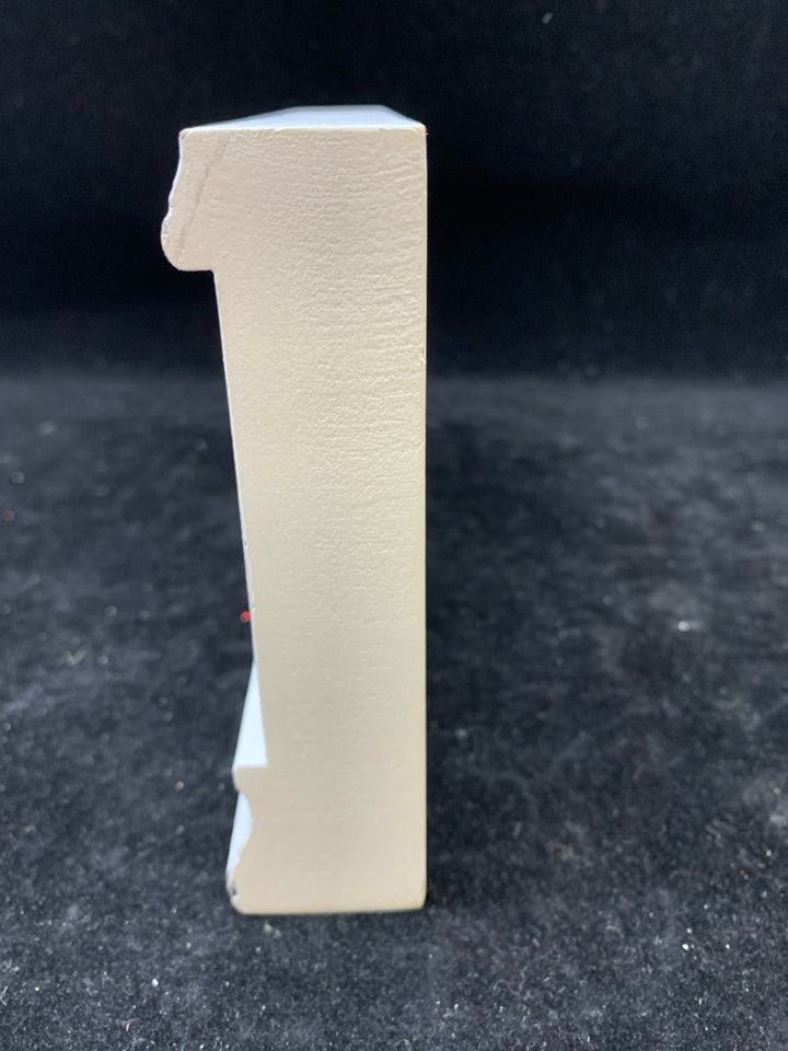 WHITE DISTRESSED FRIENDS BLOCK SIGN.